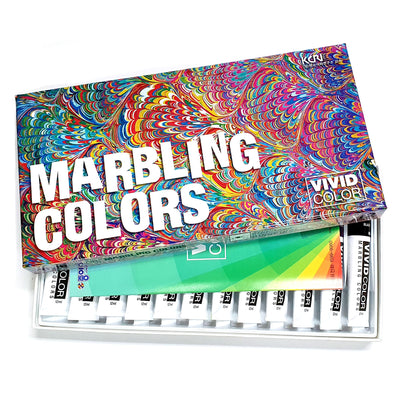 LENITH Korean Marbling Colors Art Kit, 12 Colors Water Marbling Colors, Water Art Paint Set, Craft Kits Art Set for Activities