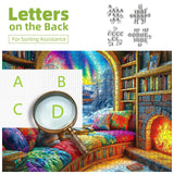 Northern Lights Landscape Jigsaw Puzzles for Adults Fantasy Fairy Cat 1000 Piece Book Room Puzzle for Adults with Letters on Back Challenging Family Puzzle Blueforest