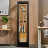 Foreate 4-Tier Glass Display Cabinet Case with 13 Colors Light & Lock, 63" Curio Cabinet with Glass Door & Adjustable Shelves, Thickened 5MM Tempered Glass Collectibles Display Case Bookshelf, Black Foreate