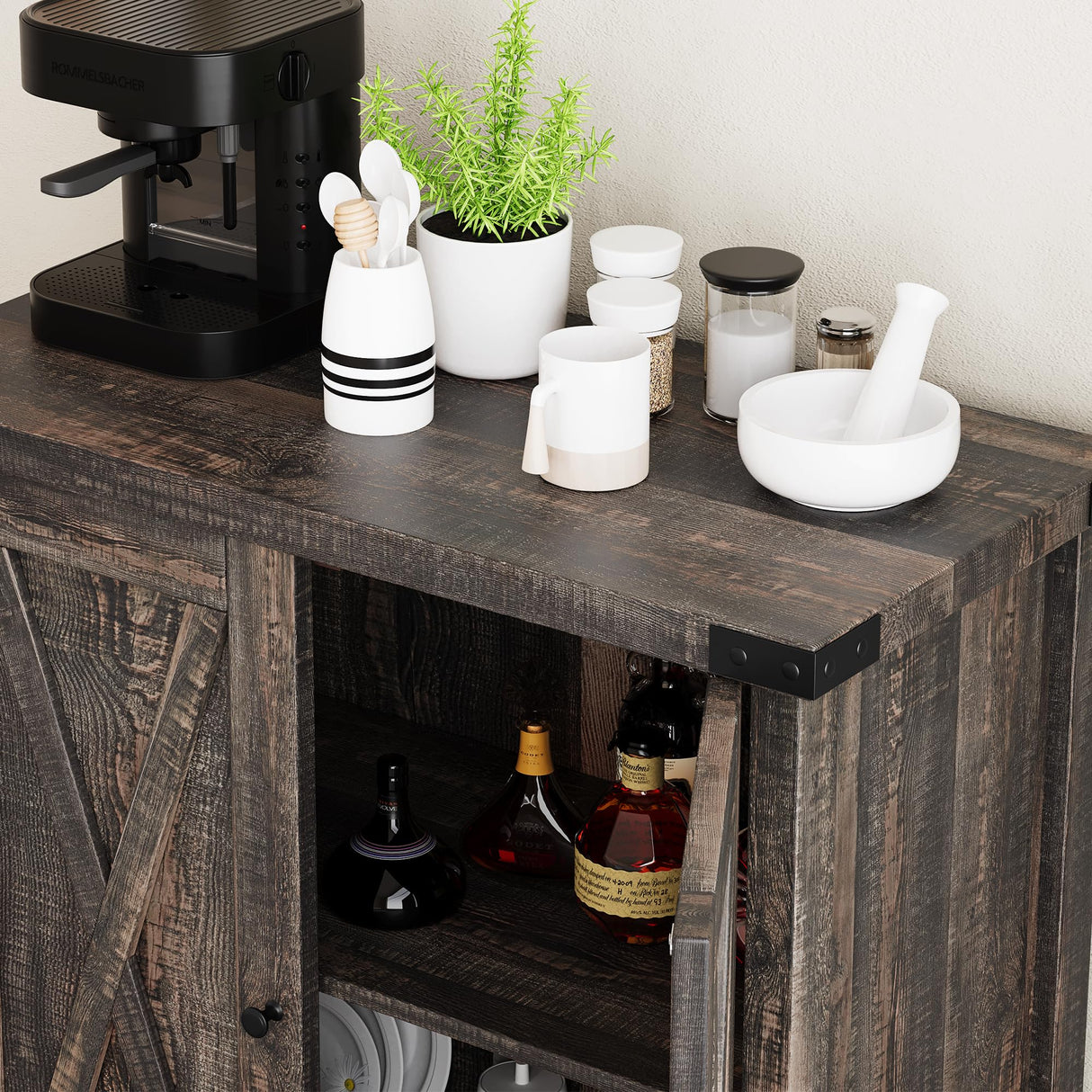 IDEALHOUSE Buffet Cabinet Farmhouse Storage Cabinet with Doors and Shelves, Buffets and Sideboards Entryway Cabinet with Storage Accent Console Cabinet for Living Room, Dining Room (Rustic Oak) IDEALHOUSE