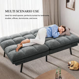 YITAHOME 70″ Convertible Futon Sofa Bed, Cat-Scratch-Proof Fabric Futon Couch with Adjustable Backrest and Armrest, Modern Loveseat Sleeper for Living Room Home Office, Dark Grey YITAHOME