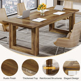 Tribesigns Conference Table, Modern Office Meeting Table, 10.5 ft Conference Room Table with Solid Wooden Base, Large Rectangular Business Furniture Seminar for Boardroom (2, Brown) Tribesigns