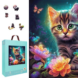 Mys Aurora Wooden Puzzles, Kitten in Dream Wooden Jigsaw Puzzles 500 Piece, Unique Luxurious Shaped Wood Puzzle for Adults and Kids, Best Gift for Birthday 11.2 x 11.2 Inch Mys Aurora