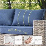 ovios 5 Pieces Patio Furniture Set Outdoor Sectional Sofa Couch with Deep Seat Chaise Comfy Cushions, Modern Modular Wicker Rattan Conversation Set Porch Deck Garden, Denim Blue ovios