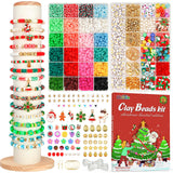 Gionlion Christmas Bracelet Making Kit, Clay Beads Friendship Bracelet Kit Christmas Crafts Gifts for Girls Ages 6-12, Gold Beads Charm Bracelet Maker Set Preppy Jewelry Making Kit Gifts for Teen Gionlion