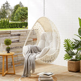 Ulax Furniture Hanging Egg Chair, Tear DropChair with Beige Cushion (Without Stand) Ulax furniture