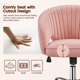 Yaheetech Pink Desk Chair Vanity Chair with Back Home Office Chair Cute Desk Chair Modern Swivel Rolling Chair Computer Chair for Study, Vanity, Bedroom Yaheetech