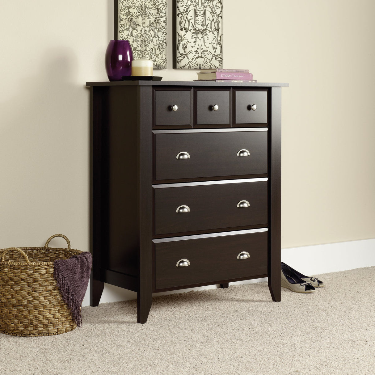 Sauder Shoal Creek 4-Drawer Chest, Jamocha Wood finish Sauder
