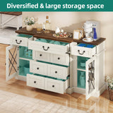 YITAHOME Television Stand for 65/55 Inch TV, Farmhouse TV Stand with 9 Drawers, Adjustable Shelves and Tempered Glass Doors, Entertainment Center TV Media Console for Living Room, Antique White YITAHOME