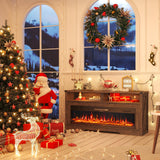 COCO DESIGN Fireplace TV Stand, Multicolor Wood Texture 50" Electric Fireplace with Highlight Storage Cabinet, LED Light Entertainment Center, for TVs Up to 65"(Gray) COCO DESIGN