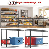 REIBII 55.5" W Storage Shelves 3200LBS Metal Shelving 5 Tier Wire Shelving Unit Garage Shelving Heavy Duty Metal Shelves for Storage Rack Commercial Adjustable Pantry Shelf, 55.5" W X 18''D X 71" H REIBII