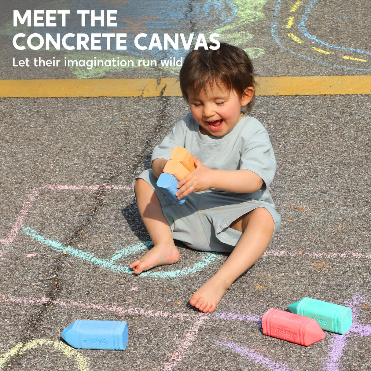 JOYIN 6 PCS Jumbo Sidewalk Chalk with 6 Colors, Washable Sidewalk Chalk for Kids, Non-Toxic Art Supplies, Outdoor Games, Playground Accessories JOYIN