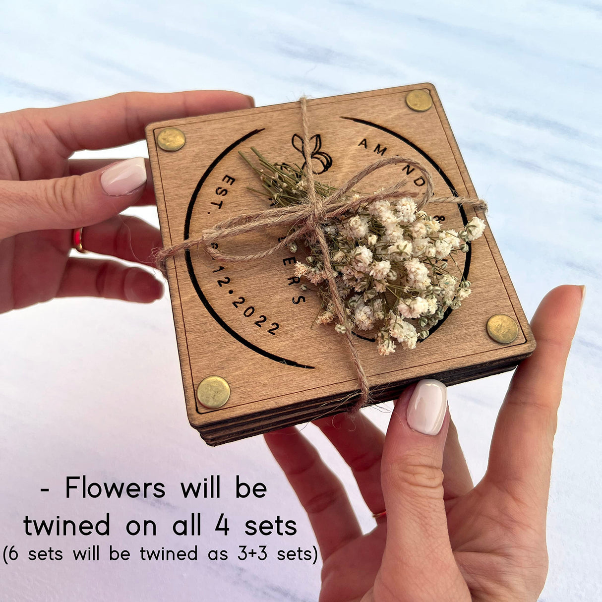 Personalized Coaster Wedding Gifts for Couple Unique Birch Wooden Coasters, Anniversary Gifts, Personalized Wedding Gift, Housewarming Gift, Set of 4, 6, 8, 12, 16 vitawed