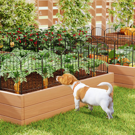 Goovilla Garden Fence, Total 10ft(L) x 24in(H) Garden Fencing Animal Barrier, 10 Pcs Rustproof Metal Fence Panels, Black No Dig Fence, Decorative Garden Fences and Borders for Dogs, Flower Bed, Patio Goovilla