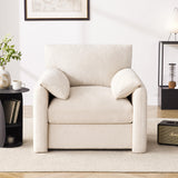 Howjoe Chenille Oversized Armchair, 38.6" Wide Accent Chairs for Living Room & Bedroom Modern Lounge Chair, Upholstered Mid-Century Reading Chair, Comfy Living Room Chair, Single Sofa Chair, Beige Howjoe