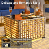 HOOOWOOO Outdoor Sectional Furniture Set,8 Pieces Wicker Patio Conversation Sets,L Shape All Weather Outside Couch Sofa Set with Swivel Chairs Solar Light Table Ottoman,Charcoal Gray HOOOWOOO