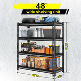 Huhaneon Garage Shelves Heavy Duty - 48''W 2,000Lbs Metal Adjustable Storage Shelving Rack Units for Warehouse Basement 48" W x 16" D x 72" H 4 Tier Black Huhaneon