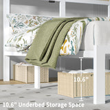 ChicZhiNest Full White Bed Frames with Charging Station and LED Lights, Full Platform Bed with Heavy Duty Metal Slats, Storage Headboard, Under Bed Storage, No Box Spring Needed, Noise Free ChicZhiNest