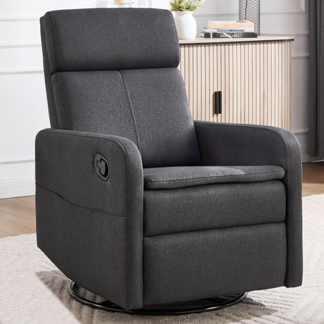 Ketaiyou Swivel Rocking Recliner Chair for Adults, Rocker Nursery Glider Chair for Living Room Bedroom, Upholstered Fabric Reclining Single Sofa Chair(Grey) Ketaiyou