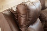 Signature Design by Ashley Edmar Leather Power Reclining Sofa with Adjustable Headrest, Brown Signature Design by Ashley