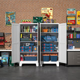 White Metal Pantry Cabinet with 2 Doors and Adjustable Shelves, 61" Kitchen Storage cabinets with Gold Handles, Versatile Storage for Laundry/Living/Dinning Room, Bathroom,Utility Room winiowa