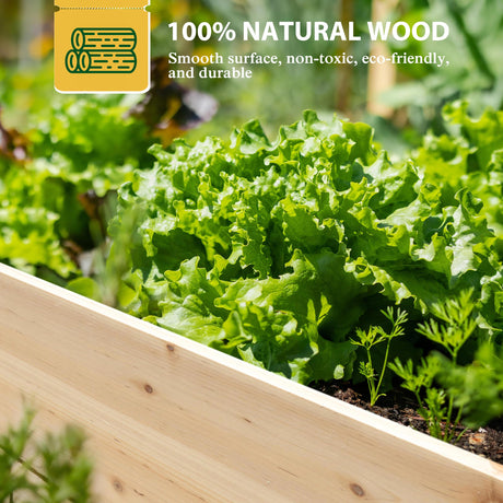 MUPATER 8x4x1.5 FT Wooden Raised Garden Bed, 43 Cubic Feet Outdoor Plant Box with Mortise & Tenon Design, Deep Raised Garden Bed for Herbs, Vegetables and Flowers, Garden, Natural Wood MUPATER