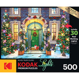RoseArt - Kodak Premium Holiday Light Up - Christmas Facade - 500 Piece Jigsaw Puzzle for Adults RoseArt