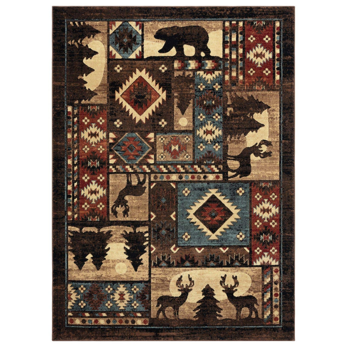 Home Dynamix Buffalo Bear Rustic Area Rug, Brown/Red, 7'10"x10'5", Rectangular Home Dynamix