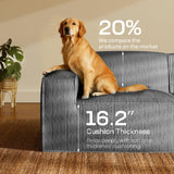 Marsail Modular Sectional Sofa, 111" L-Shaped Modular Sectional Couch with Deep Seat, Freely Combinable Sectional Clound Sofa for Living Room, No Assembly, Plush Corduroy Fabric, Grey Marsail