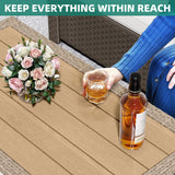 YITAHOME Outdoor Wicker Coffee Table with 2-Layer, 39.4" Rectangle Outside Side Table with Faux Wood Top, All-Weather Rattan Patio Bistro Table for Garden Backyard Porch - Brown YITAHOME