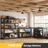 REIBII Set of 2 Garage Shelving, 2000LBS Adjustable Metal Shelving, 5 Tier Storage Shelves for Garage, Pantry, Kitchen, Basement 71.5" H x 35.5" W x 11.8" D REIBII