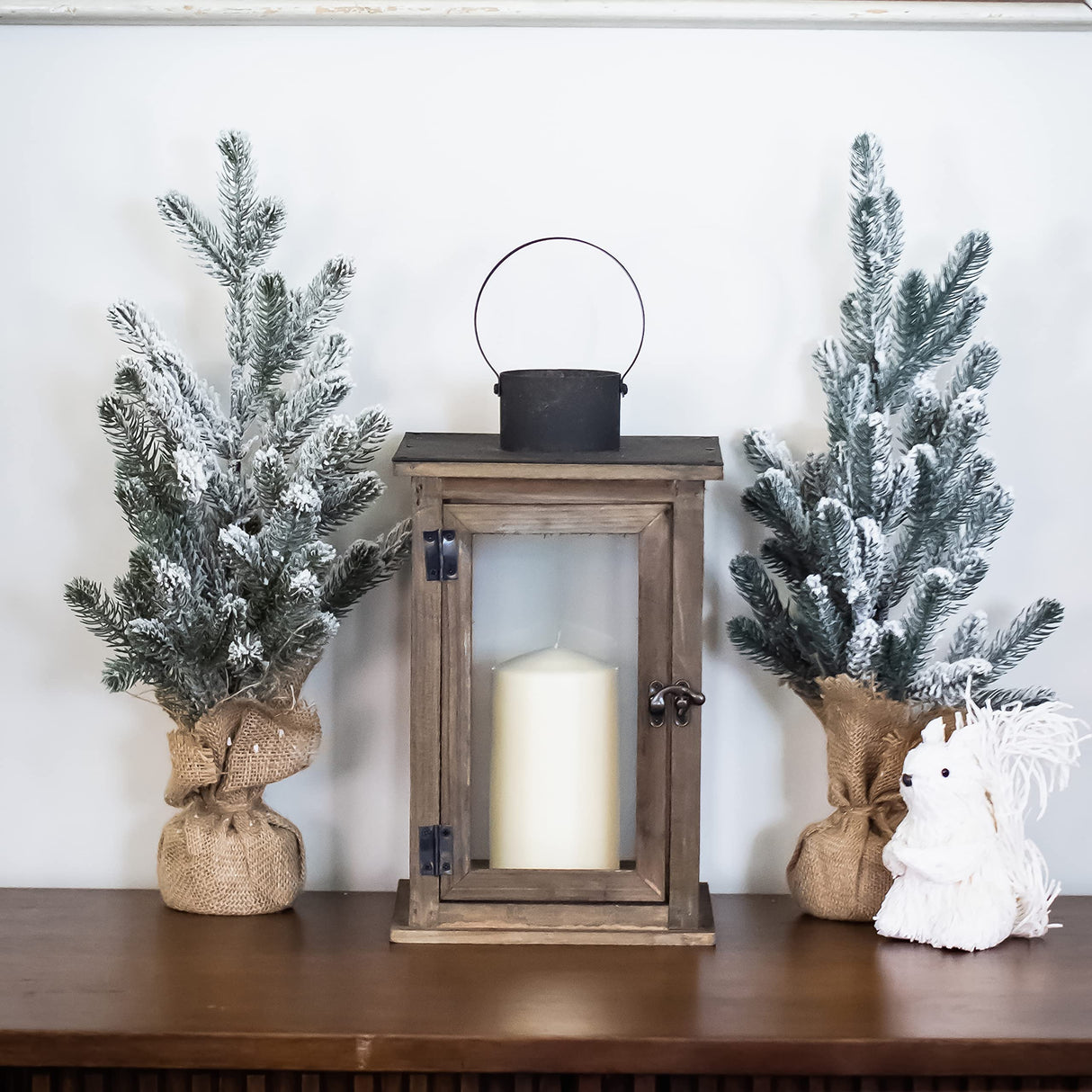 Stonebriar SB-5174B Rustic 12.5" Wooden Candle Lantern, Large, Brown Stonebriar