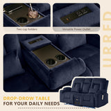 SnyFivv 68.9" Wall Hugger Recliners, Power Loveseat Recliner Sofa with Flip Back Console/Bluetooth Speaker/AC Outlets/LED Lights/Lumbar Pillows for Living Room, Movie Room, RVs, Home Theater (Blue) SnyFivv