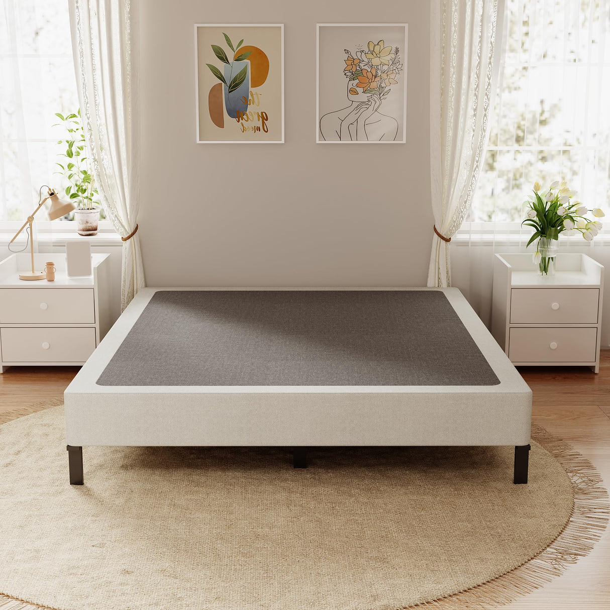 OSASET Full Size Box Spring, 7 Inch Full Size Box Spring Only, 3000 lbs Heavy Duty Metal Frame Mattress Foundation with Fabric Cover, Easy Assembly-Noise Free OSASET
