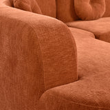 122'' Curved Sectional Cloud Sofa, Modern L Shaped Couch with Chaise & Pillows, Comfy Upholstered Deep Seat Compression Boneless Sofa for Living Room, Apatment, Office, No Assembly Required, Orange SLEERWAY