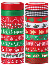 Vloso 20 Rolls 100 Yards Christmas Ribbon for Gift Wrapping,3/8 Inch Christmas Grosgrain Ribbon,Christmas Ribbon for Crafts DIY Holiday Christmas Decorations Vloso