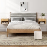 EYYTHUNG Floating Nightstand with Drawer, Modern Small Night Stand with Fluted Door and Open Storage Shelf Wall Mounted Bedside Table for Bedroom, Entryway Natural Oak EYYTHUNG