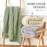 Admitrack Chunky Knit Blanket Throw 51"x63", 100% Hand Knit Chenille Throw Blanket for Sofa & Home Decor, Soft and Cozy Knitted Throw Blankets (Ivory，51"x63") Admitrack