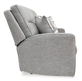 Signature Design by Ashley Biscoe Casual UV Resistant Power Reclining Loveseat with Console, Adjustable Headrest and USB Ports, Light Gray Signature Design by Ashley
