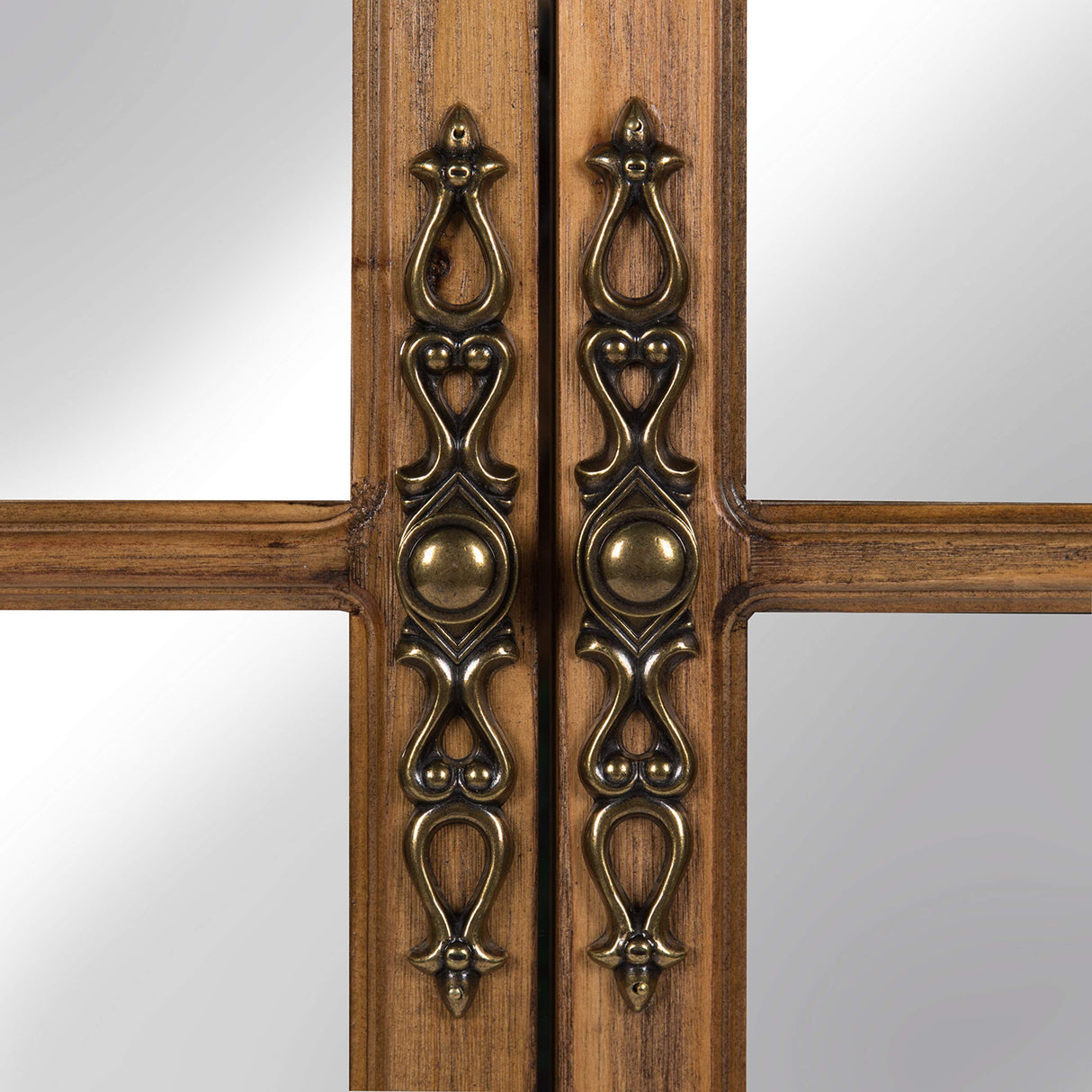 Kate and Laurel Boldmere Large Traditional Wood Windowpane Arch Mirror, 28x44, Rustic Brown and White Kate and Laurel