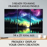ArtSkills Diamond Painting Kit, Diamond Art Ready to Hang Framed Canvas with Storage and Accessory Kit, Northern Lights, 3 Stretched Canvas Panels, 14” x 7” Each ArtSkills