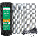 AlpineReach Plastic Wire Mesh 1.3ft x 30ft (15.7" x 360") Fence Roll with Zip Ties - Ideal for Poultry, Dogs, Rabbit Barrier & Gardening, Durable Chicken Mesh, Versatile Rigid Fencing & Netting, Black AlpineReach