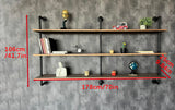 HDDFER Floating Shelves 70 inch Wall Bookshelf Industrial Pipe Shelving Shelves Real Wood Planks Rustic Wall Shelves Hanging Bookshelves Farmhouse Kitchen Bar Shelving HDDFER