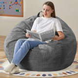 Hobestluk 3.5FT Bean Bag Chair Large Bean Bag with Filler Included Bean Bag Chairs for Adults Teardrop Bean Bag Chair with Removable Cover for Bedroom Living Room - (Large, Grey) Hobestluk