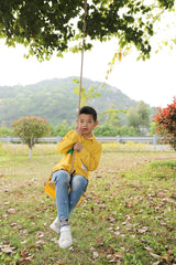 PLAYBERG Wooden Round Disc Plate Swing Seat with Hanging Rope PLAYBERG