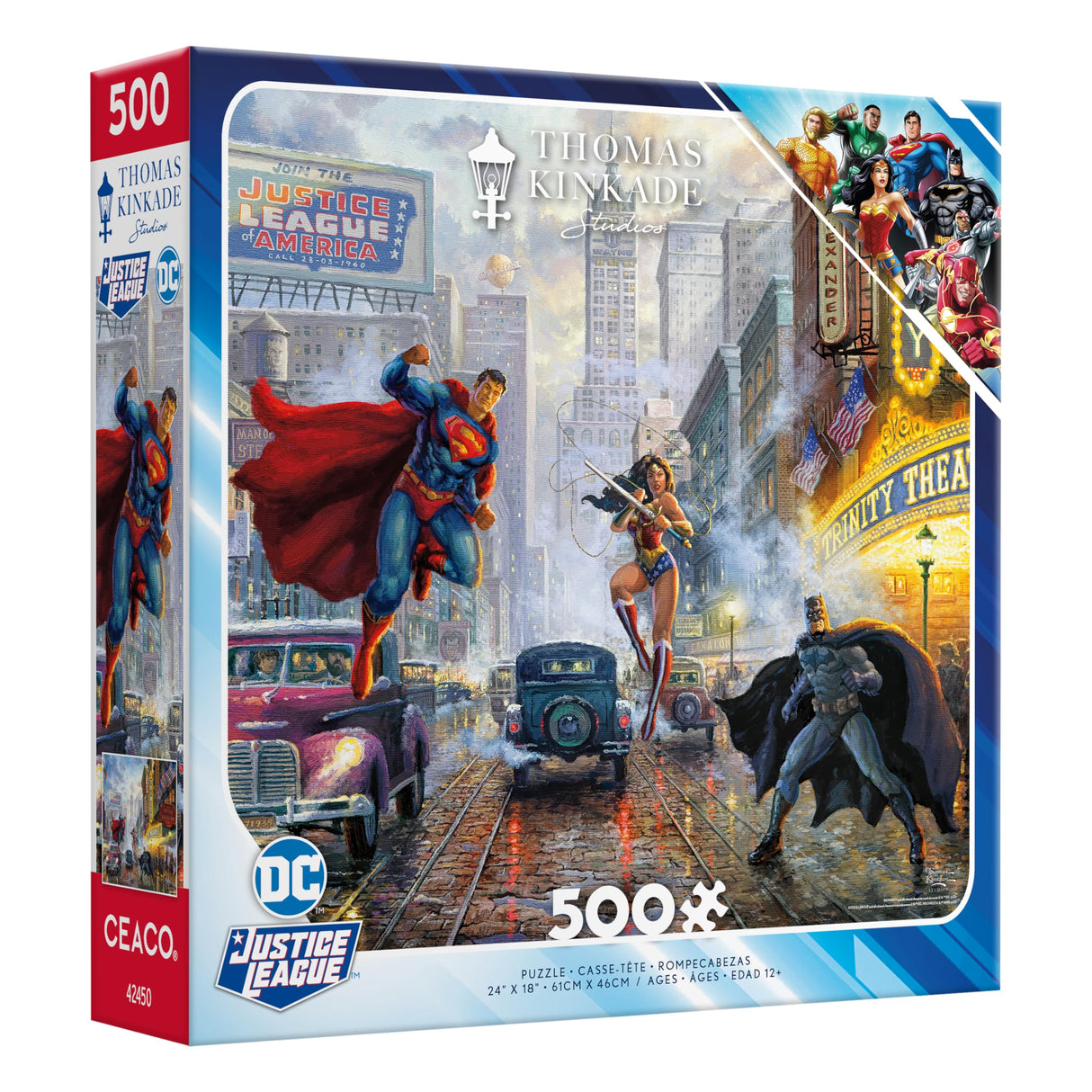 Ceaco - Thomas Kinkade - DC Comics - Justice League - Batman, Superman, and Wonder Woman: The Trinity - 500 Piece Jigsaw Puzzle Ceaco