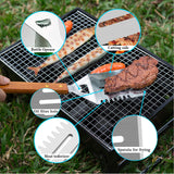 IMAGE Wooded BBQ Accessories Grilling Tools,Stainless Steel BBQ Tools Grill Tools Set for Cooking, Backyard Barbecue & Outdoor Camping Gift for Man Dad Women Barbecue Enthusiasts Set of 4 IMAGE