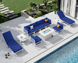 NICESOUL 11 Piece Oversized Luxury Aluminum Outdoor Sectional Sofa with Lounge, Weather Resistant Modular Patio Furniture Set, 500 lbs Heavy Duty Conversation Couch for Poolside Garden, Navy Blue NICESOUL