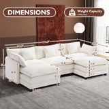 Ihanherry 111.4" U Shaped Cloud Couch Modern Modular Sectional Sofa with 2 Ottoman, 5-Seat Chenille Deep Seat Sofa with 5 Pillows for Living Room, Bedroom and Apartment, Beige Ihanherry