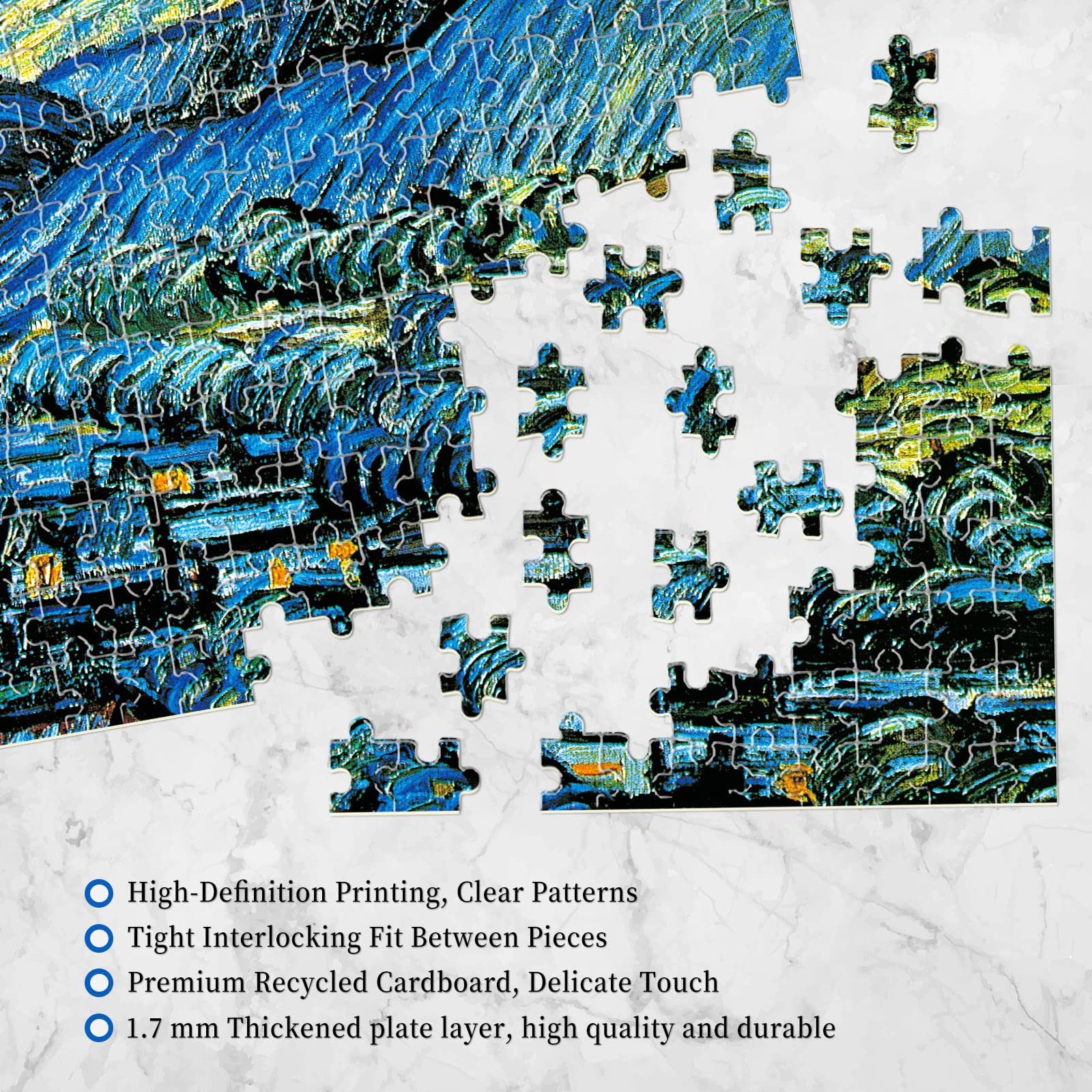 2000 Piece Puzzle,The Starry Night 2000 Piece Puzzles for Adults,Van Gogh Puzzles for Adults 2000 Pieces and Up,Puzzle 2000 Pieces,Jigsaw Puzzles 2000 Pieces,Oil Painting Puzzles 2000 Pieces - WoodArtSupply